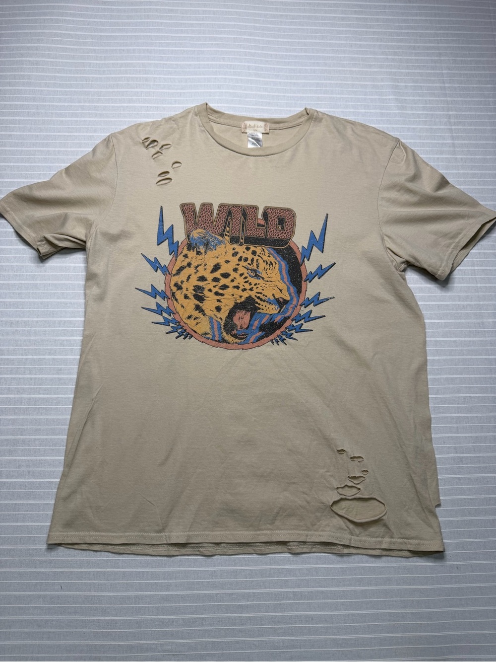 Altar’d State “WILD” Distressed Leopard Graphic Tee – Size Medium 🐆⚡